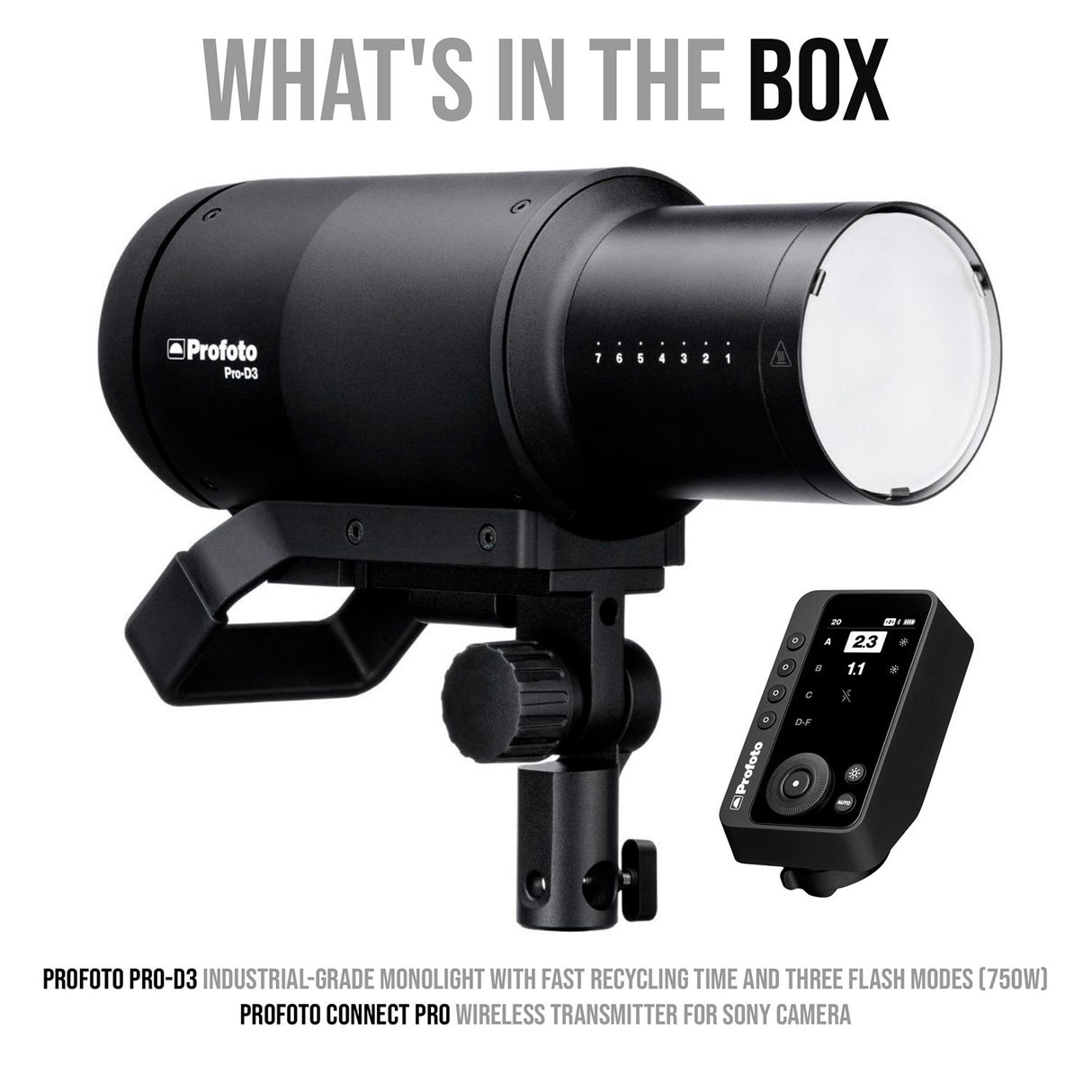 Profoto Pro-D3 750W Industrial-Grade Monolight with Profoto Connect Pro Wireless Transmitter Bundle