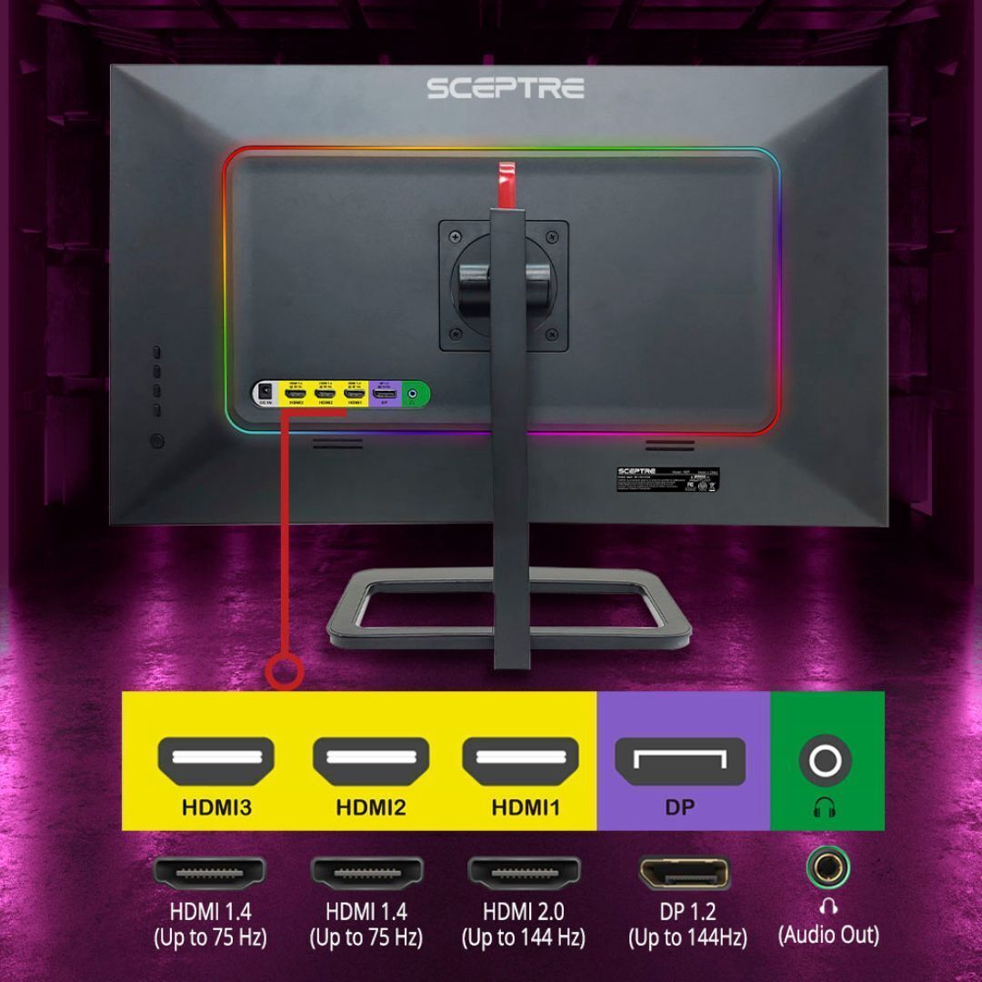 Sceptre 32-Inch 2560x1440 QHD 144Hz Edgeless IPS LED Monitor with Gaming Blinders and HDR400 (Black)