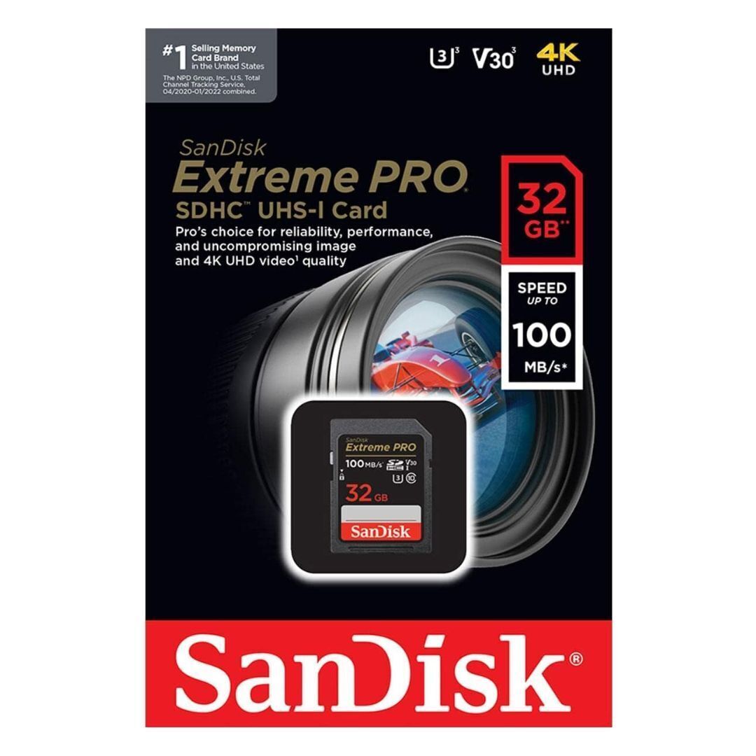 SanDisk Extreme Pro SDHC UHS-I Memory Card with 100MBPS Read and 90MBPS Write (32GB, Black)