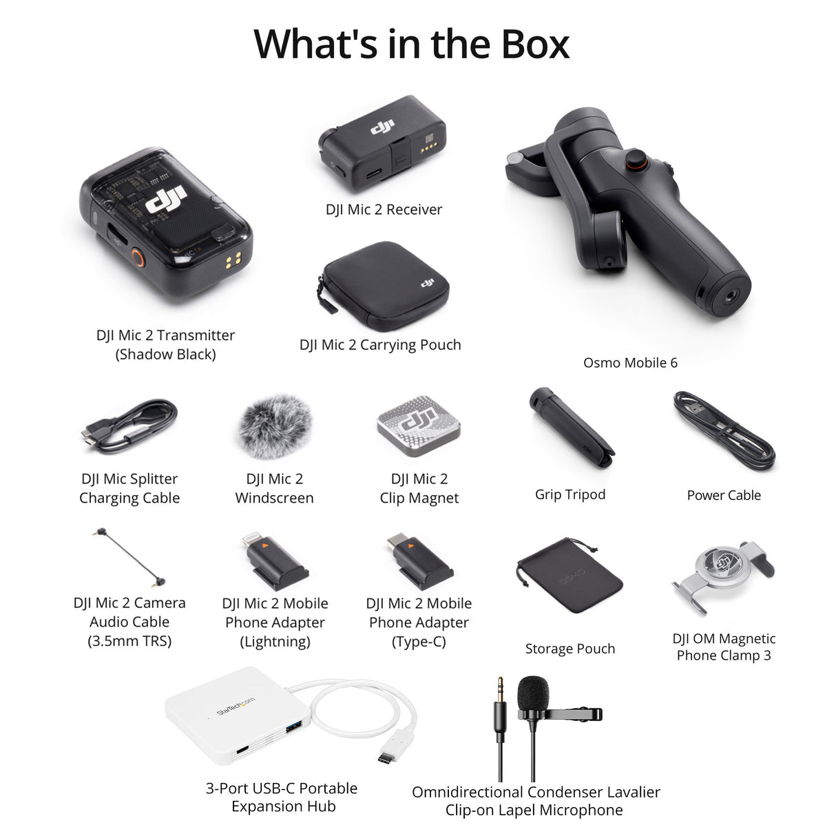DJI Mic 2 with Omnidirectional Audio Recording Feature (1 TX and 1 RX) with Gimbal Bundle
