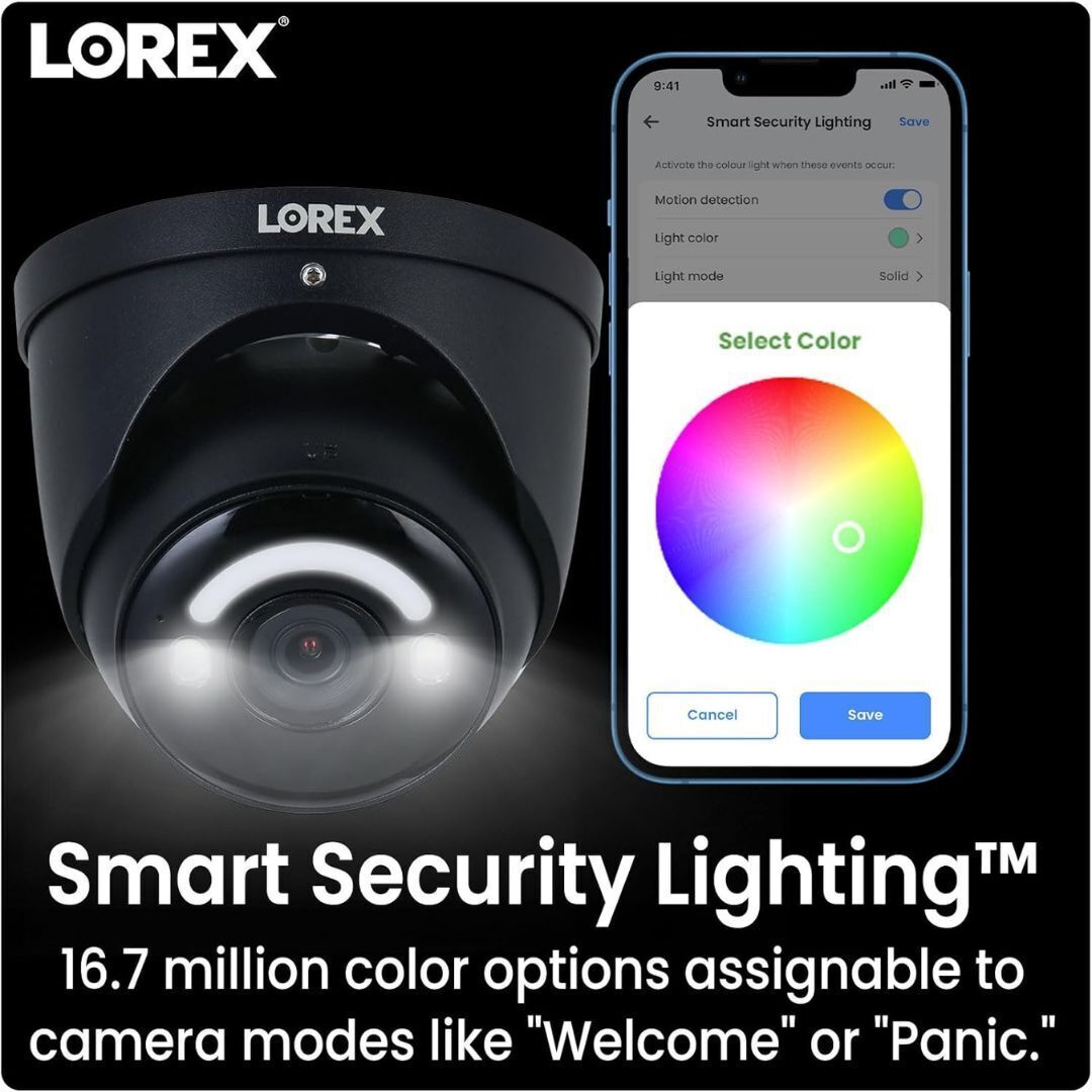 Lorex H16 4K IP Wired Dome 8MP Security Camera with Color Night Vision Booster (Black)