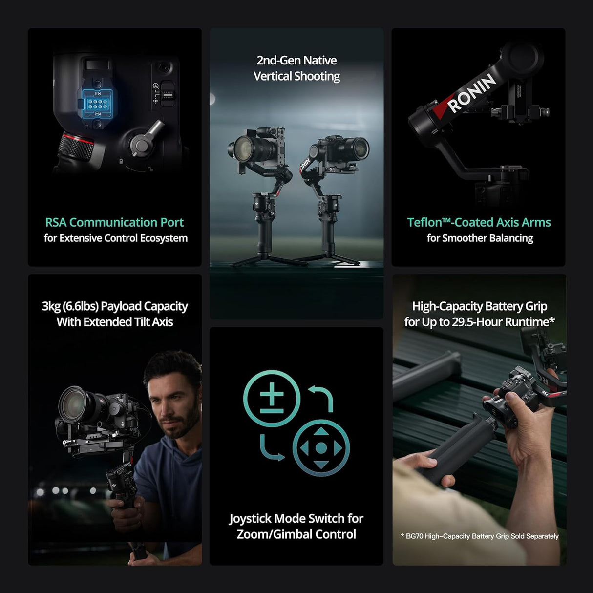DJI RS 4 Gimbal Stabilizer Combo with Joystick Mode Switch and High-Capacity Battery Grip Bundle
