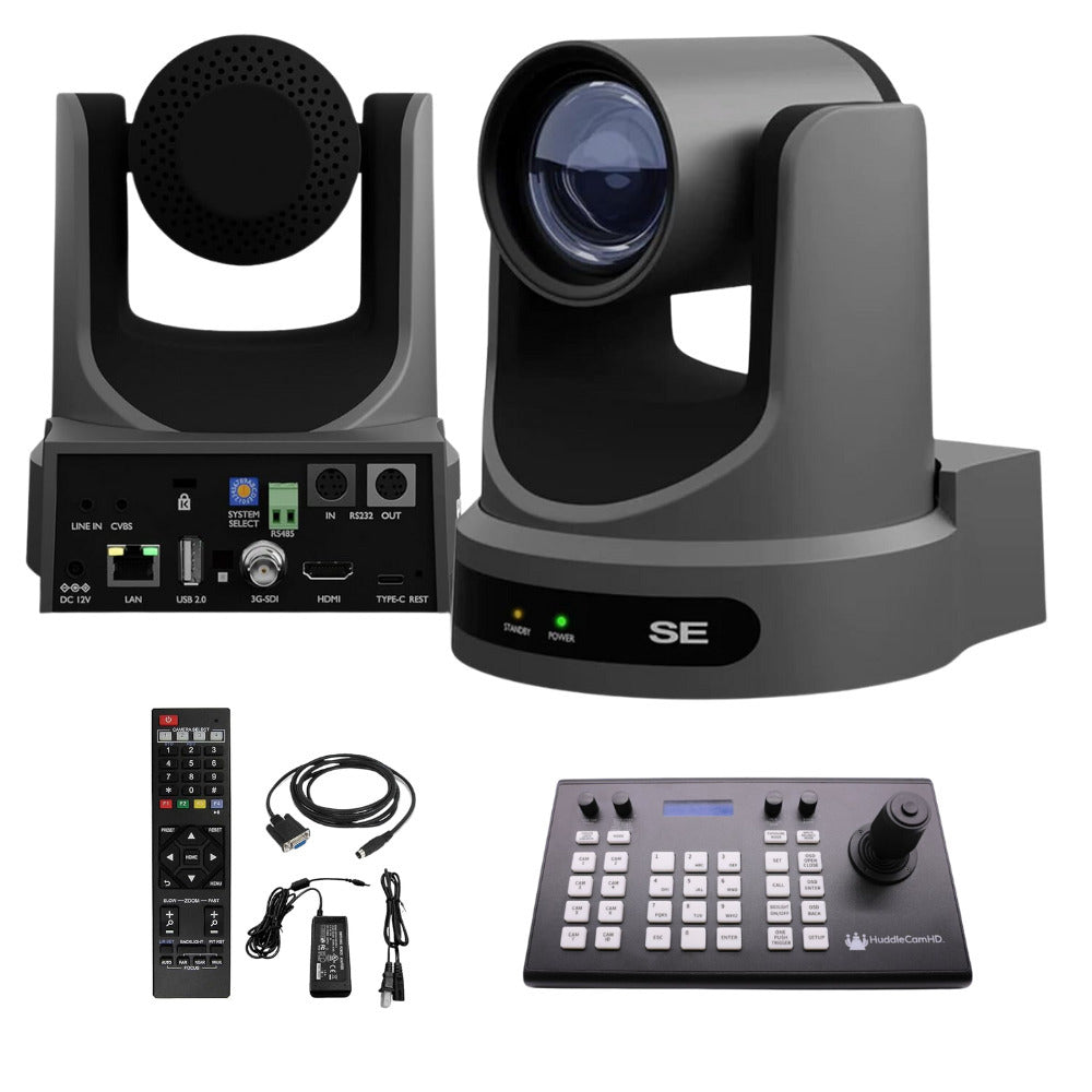 PTZOptics Move SE 20x 1080p Full HD Advanced PTZ Auto-Tracking Pan Tilt Zoom Camera (Gray) Bundle