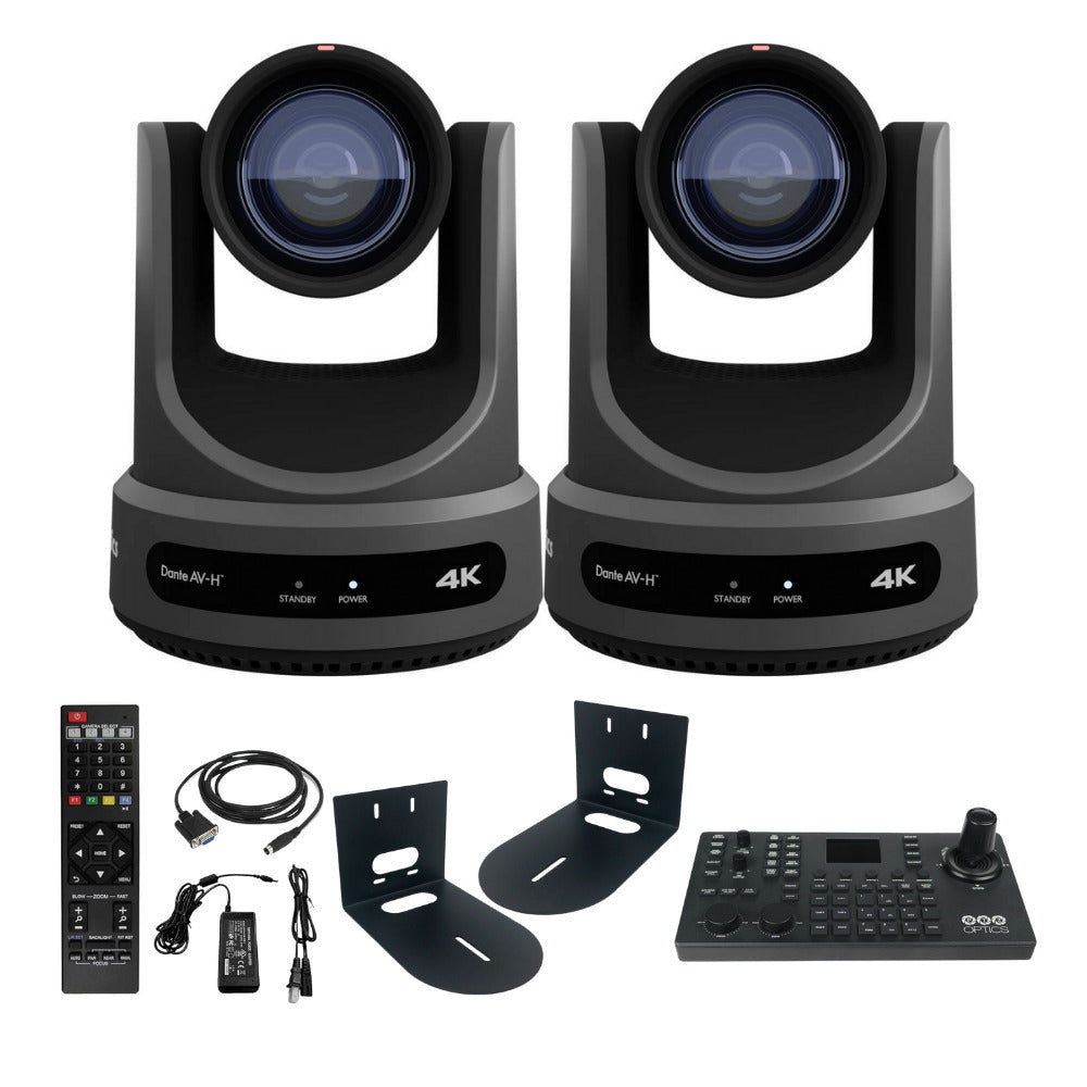 PTZOptics Move SE 20x 1080p PTZ Auto-Tracking Pan Tilt Zoom Camera (Gray, 2-Pack) Bundle