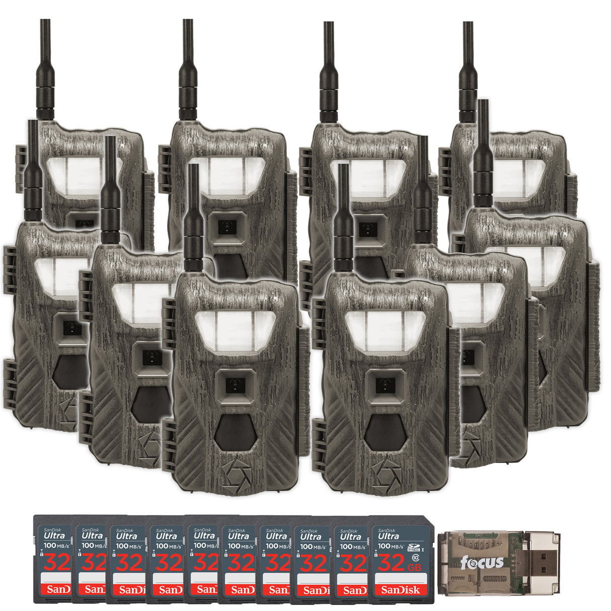 Stealth Cam Flashback White Flash Cellular Trail Camera 10-Pack with Ten 32GB Cards and Card Reader