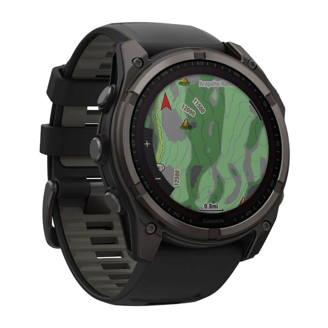 Garmin fenix 8 Sapphire Solar 51mm Smartwatch with Built-In LED Flashlight (Black and Pebble Gray)