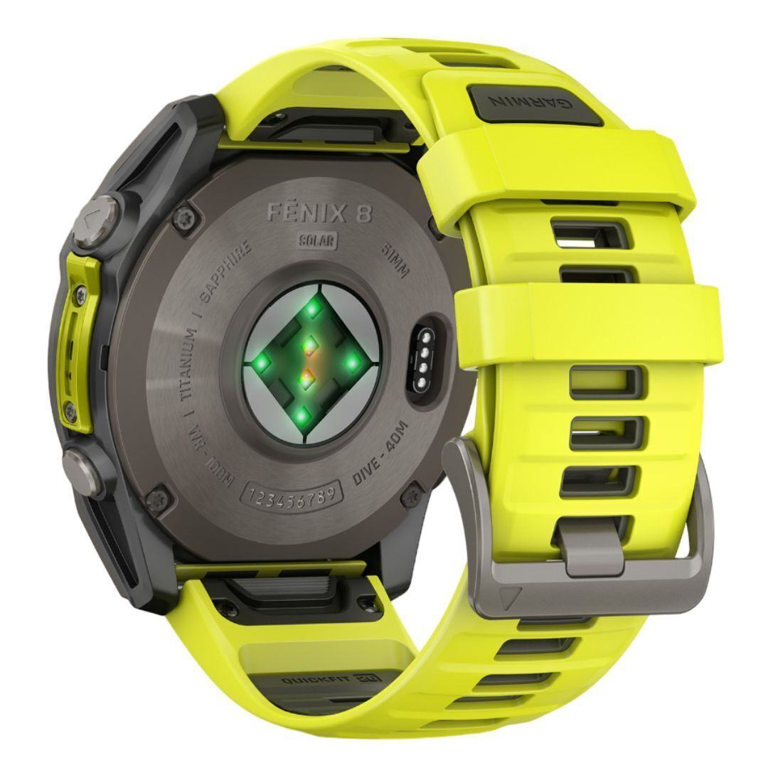 Garmin fenix 8 Sapphire Solar 51mm Smartwatch with Built-In LED Flashlight (Amp Yellow and Graphite)