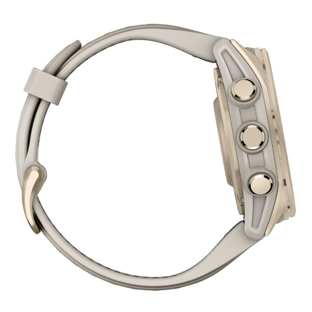 Garmin Fenix 8 43mm GPS Smartwatch with AMOLED Display (Soft Gold and Fog Gray-Dark Sandstone)