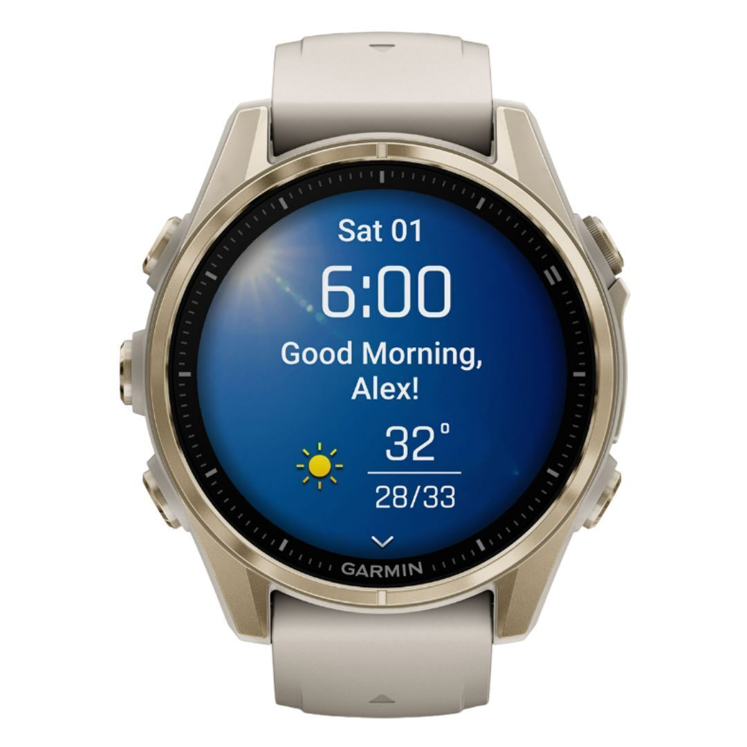 Garmin Fenix 8 43mm GPS Smartwatch with AMOLED Display (Soft Gold and Fog Gray-Dark Sandstone)