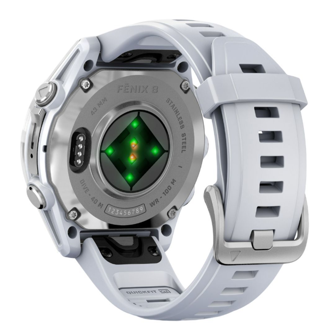 Garmin Fenix 8 43mm GPS Smartwatch with 1.3-Inch AMOLED Display (Silver and Whitestone)
