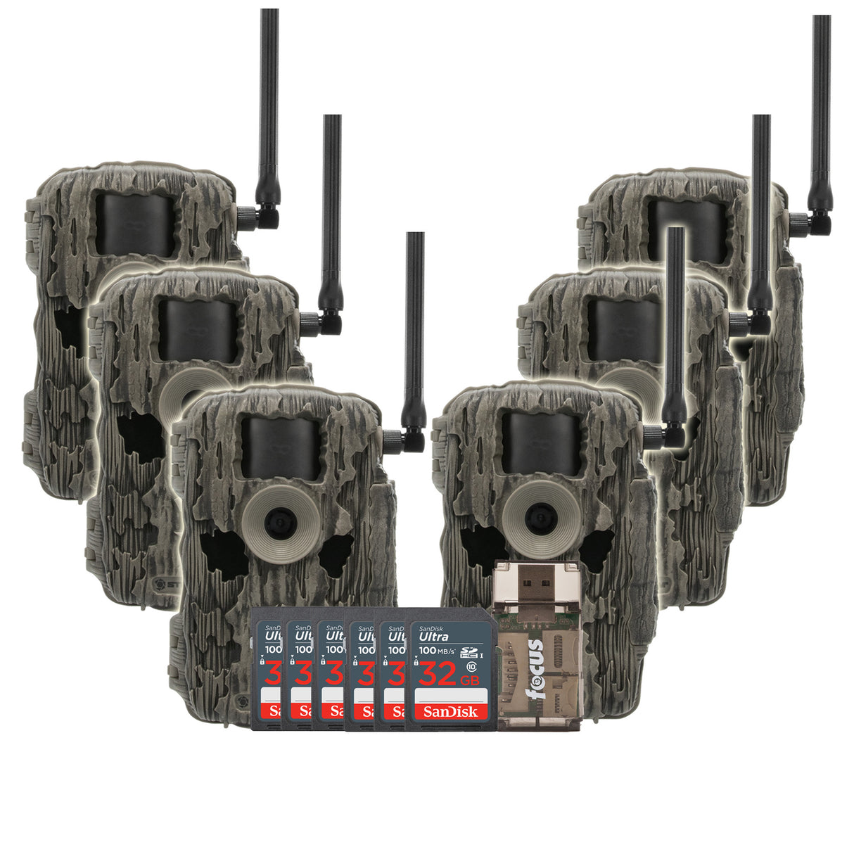 Stealth Cam 36MP Fusion Max Cellular Trail Camera 6-Pack with Six 32GB Cards and Card Reader