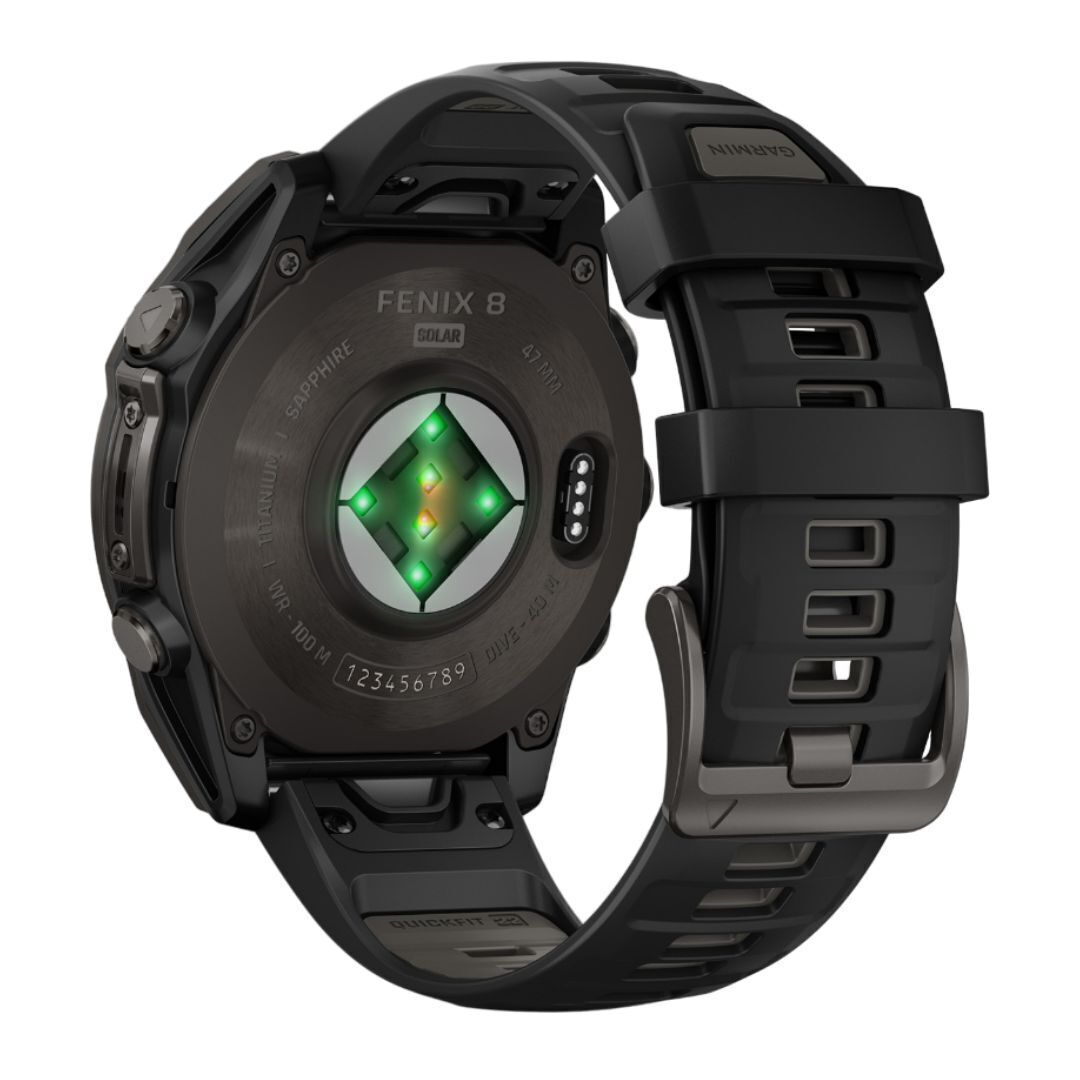 Garmin fenix 8 Sapphire Solar 47mm Smartwatch with Built-In LED Flashlight (Black and Pebble Gray)