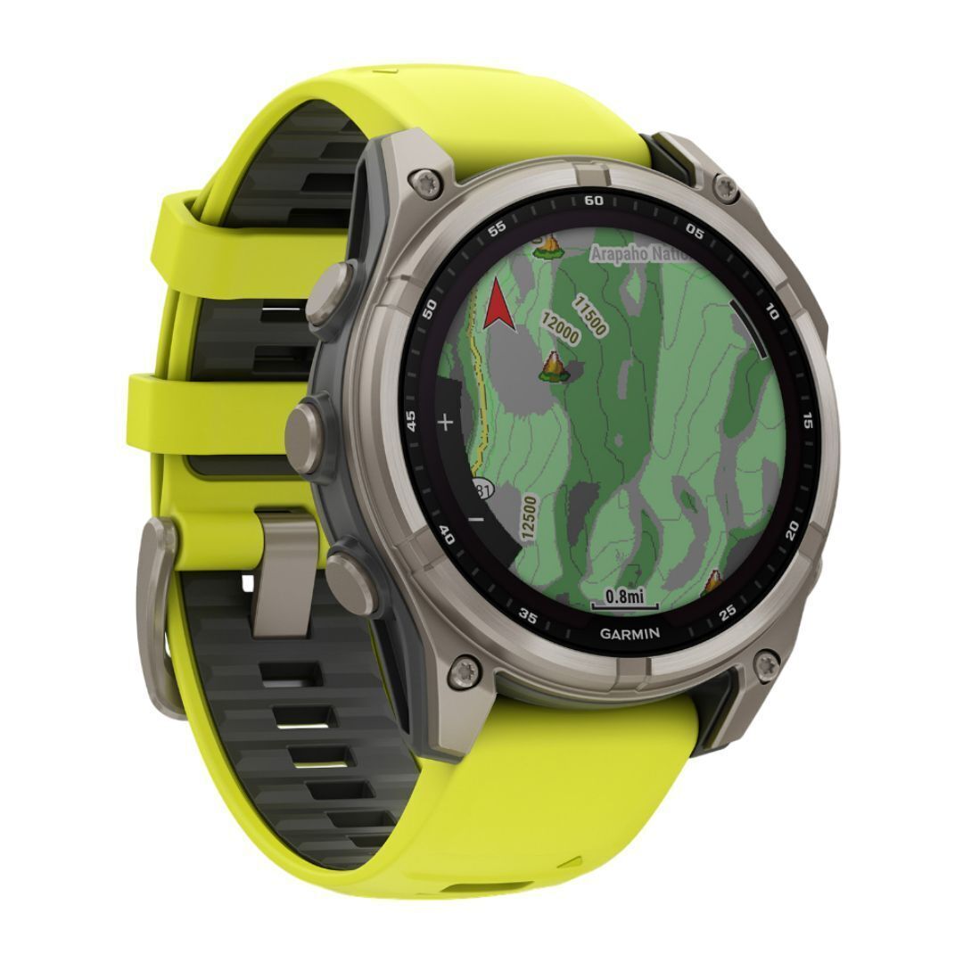 Garmin fenix 8 Sapphire Solar 47mm Smartwatch with Built-In LED Flashlight (Amp Yellow and Graphite)