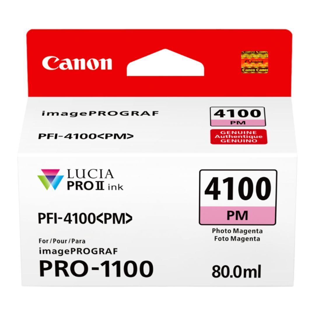 Canon PFI-4100 Lucia Pro II 11 Pigment-Based Ink for imagePROGRAF Pro 1100 Printer (Photo Magenta)
