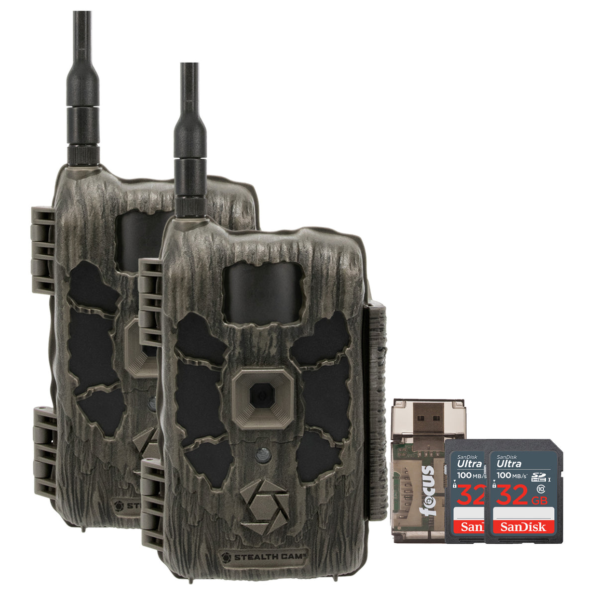 Stealth Cam 40MP Deceptor Max Cellular Trail Camera 2-Pack with Two 32GB Cards and Card Reader