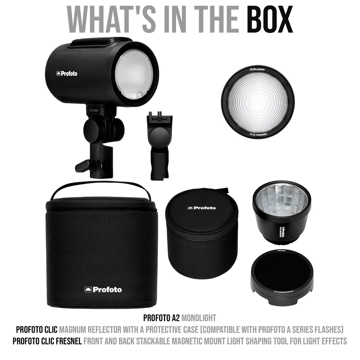 Profoto A2 Monolight with Profoto Clic Magnum Reflector and Profoto Light Shaping Tool Bundle