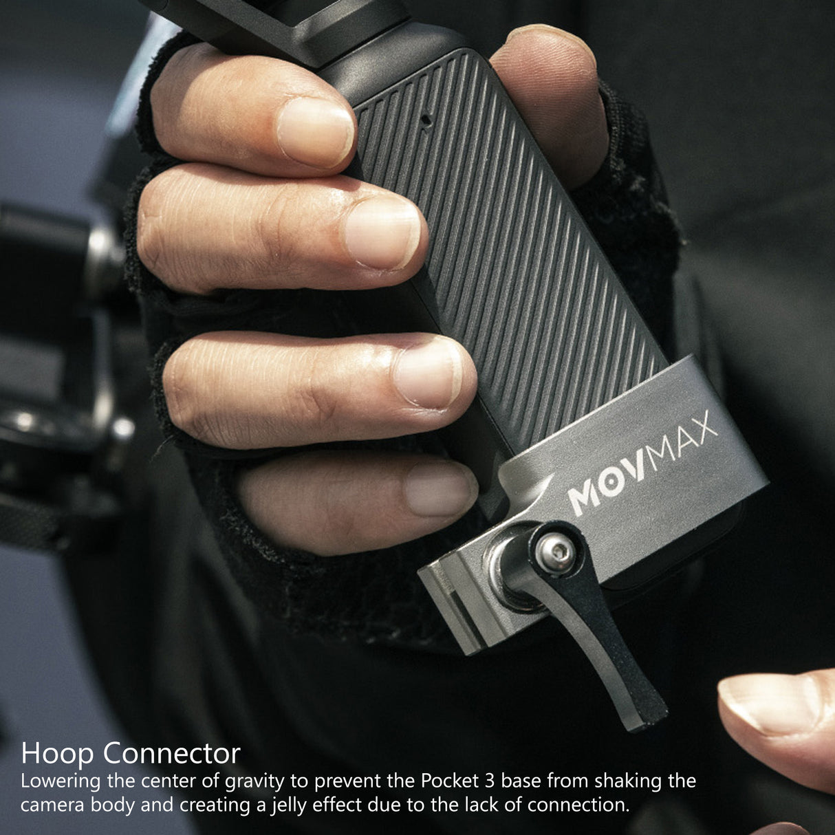 Movmax Blade Arm for DJI Pocket 3 with N2 Arm Technology with Movmax Hoop Connector (Gray) Bundle