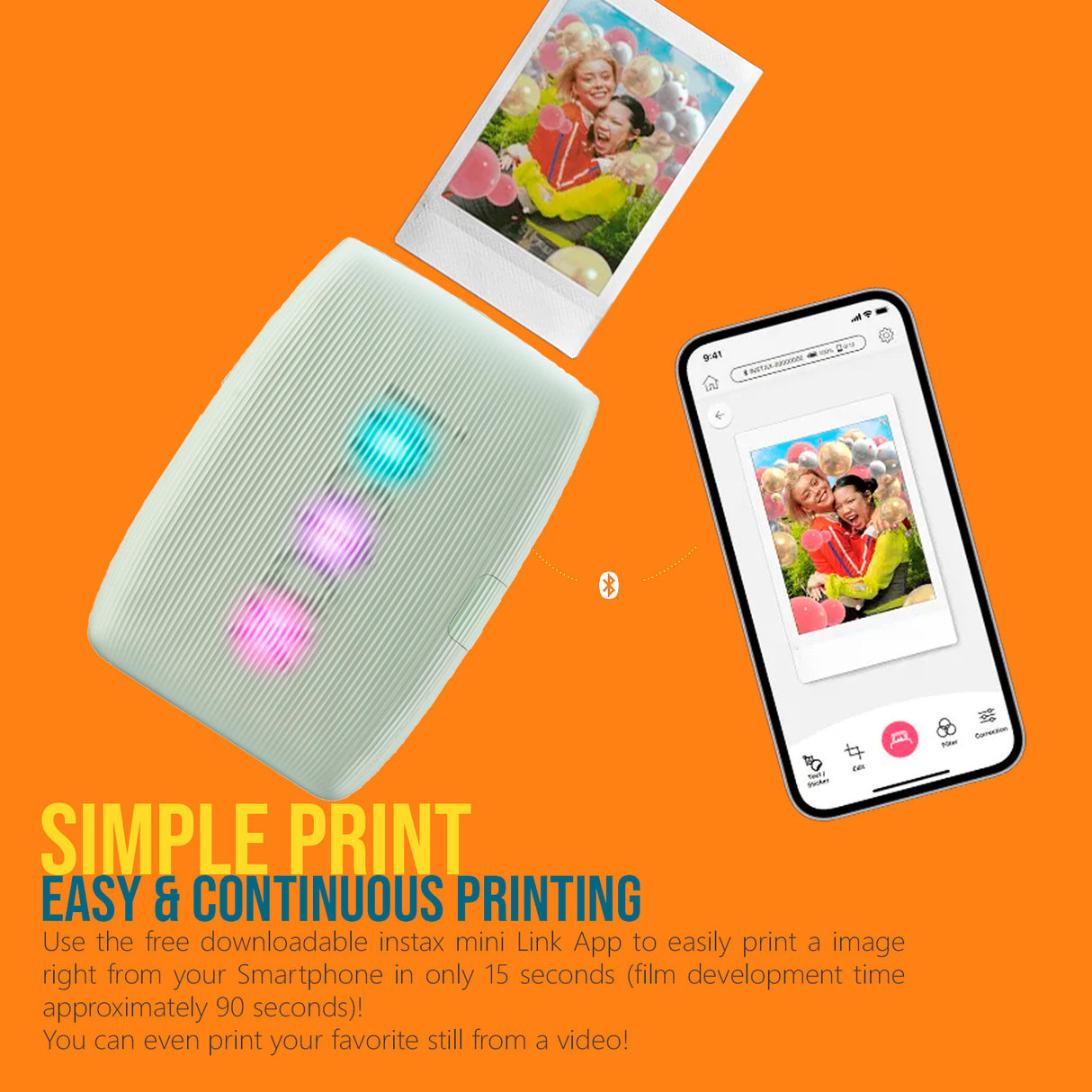 Fujifilm Instax Mini Link 3 Compact Smartphone Printer (Sage Green) with Focus Camera Kit Bundle