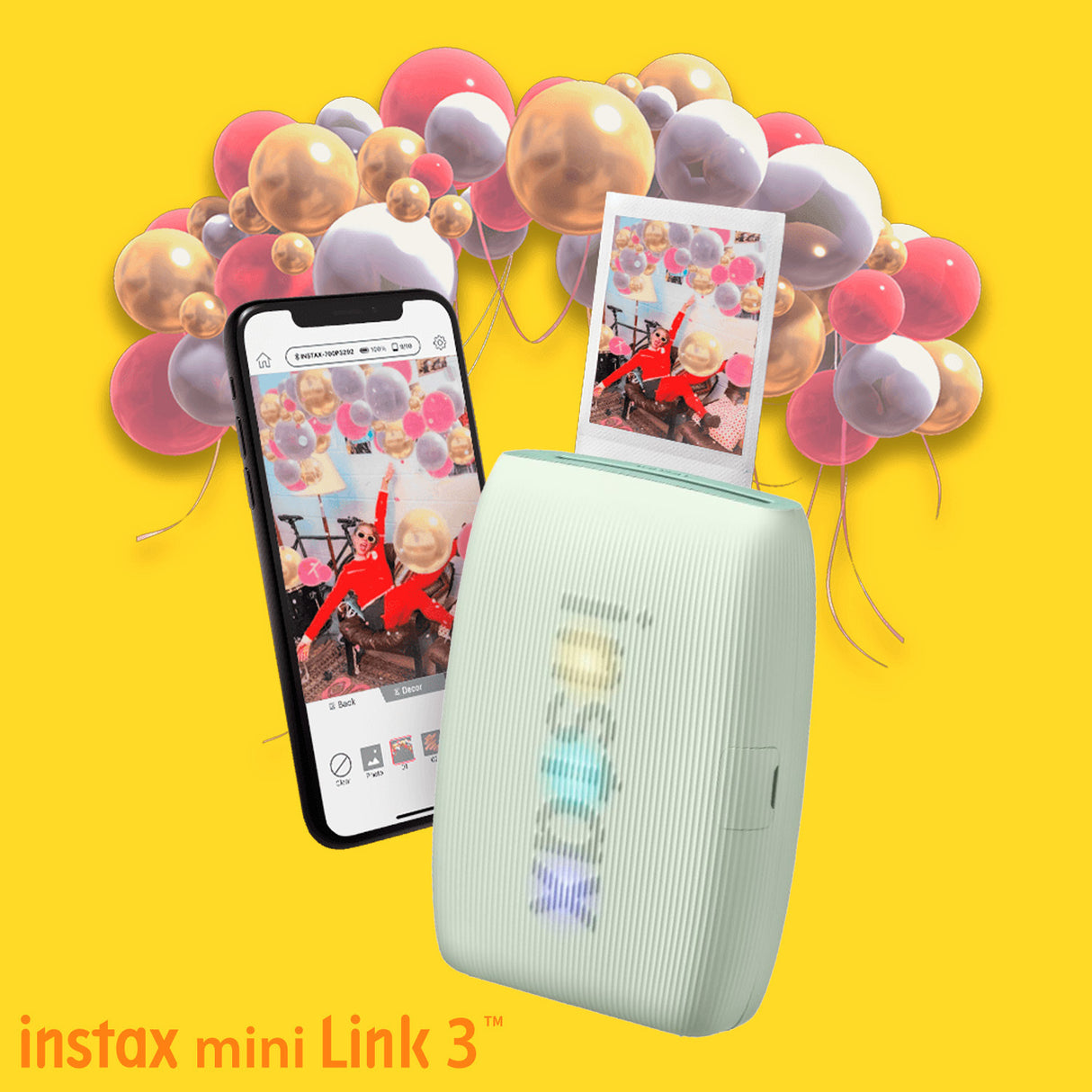 Fujifilm Instax Mini Link 3 Compact Smartphone Printer (Sage Green) with Focus Camera Kit Bundle