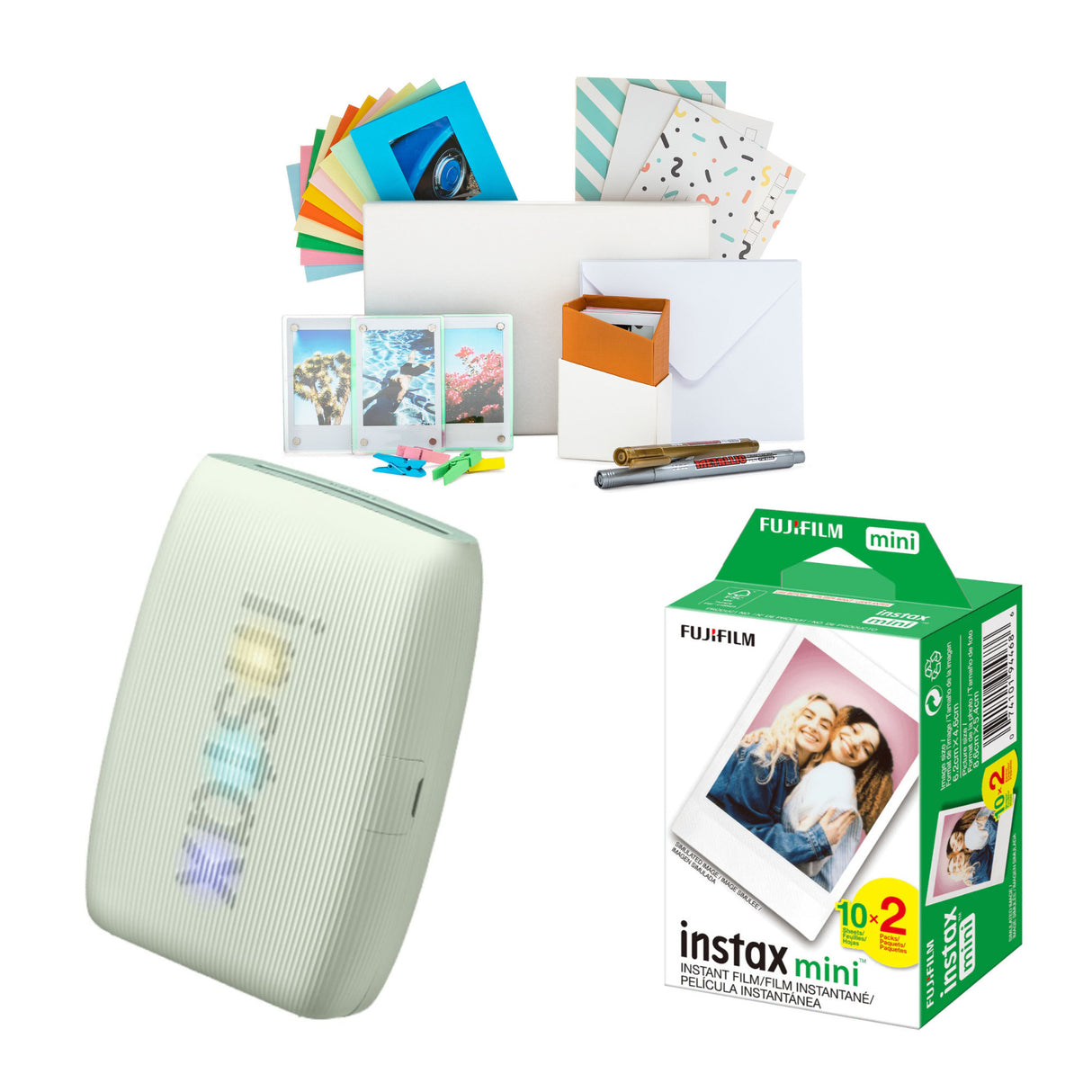 Fujifilm Instax Mini Link 3 Compact Smartphone Printer (Sage Green) with Focus Camera Kit Bundle