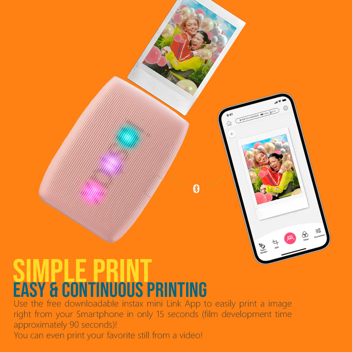 Fujifilm Instax Mini Link 3 Compact Smartphone Printer with Instax AiR Studio App (Rose Pink) Bundle