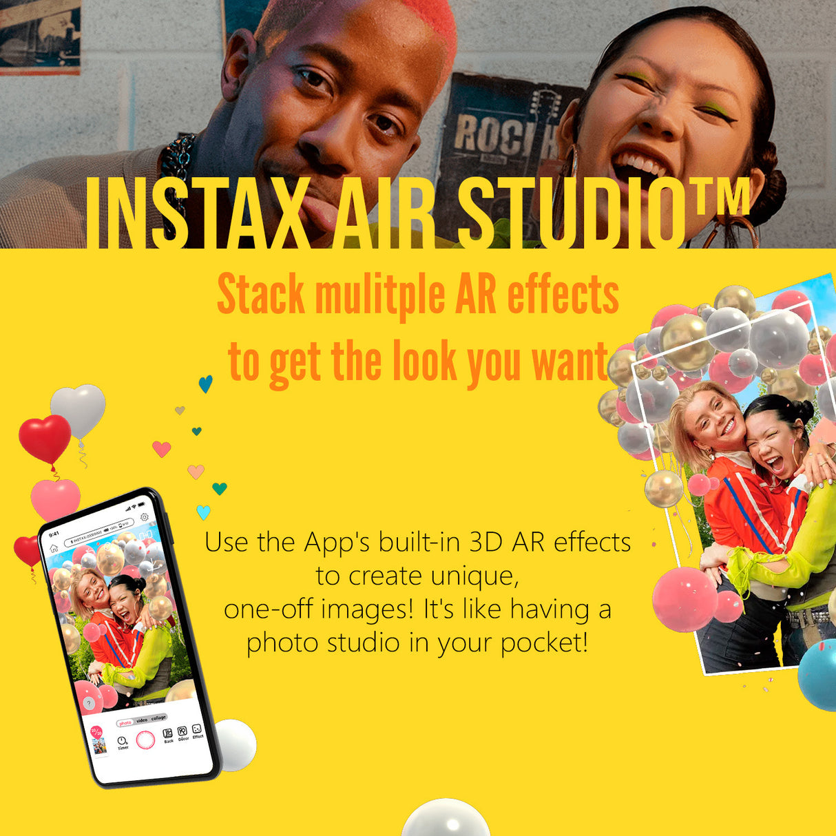 Fujifilm Instax Mini Link 3 Compact Smartphone Printer with Instax AiR Studio App (Rose Pink) Bundle