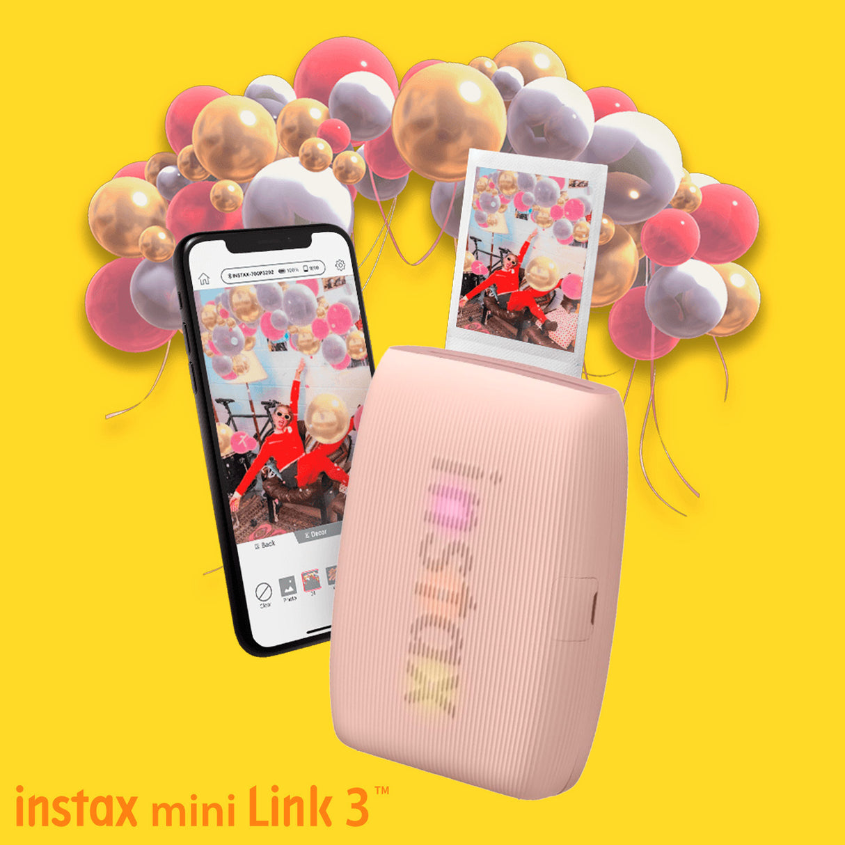 Fujifilm Instax Mini Link 3 Compact Smartphone Printer with Instax AiR Studio App (Rose Pink) Bundle
