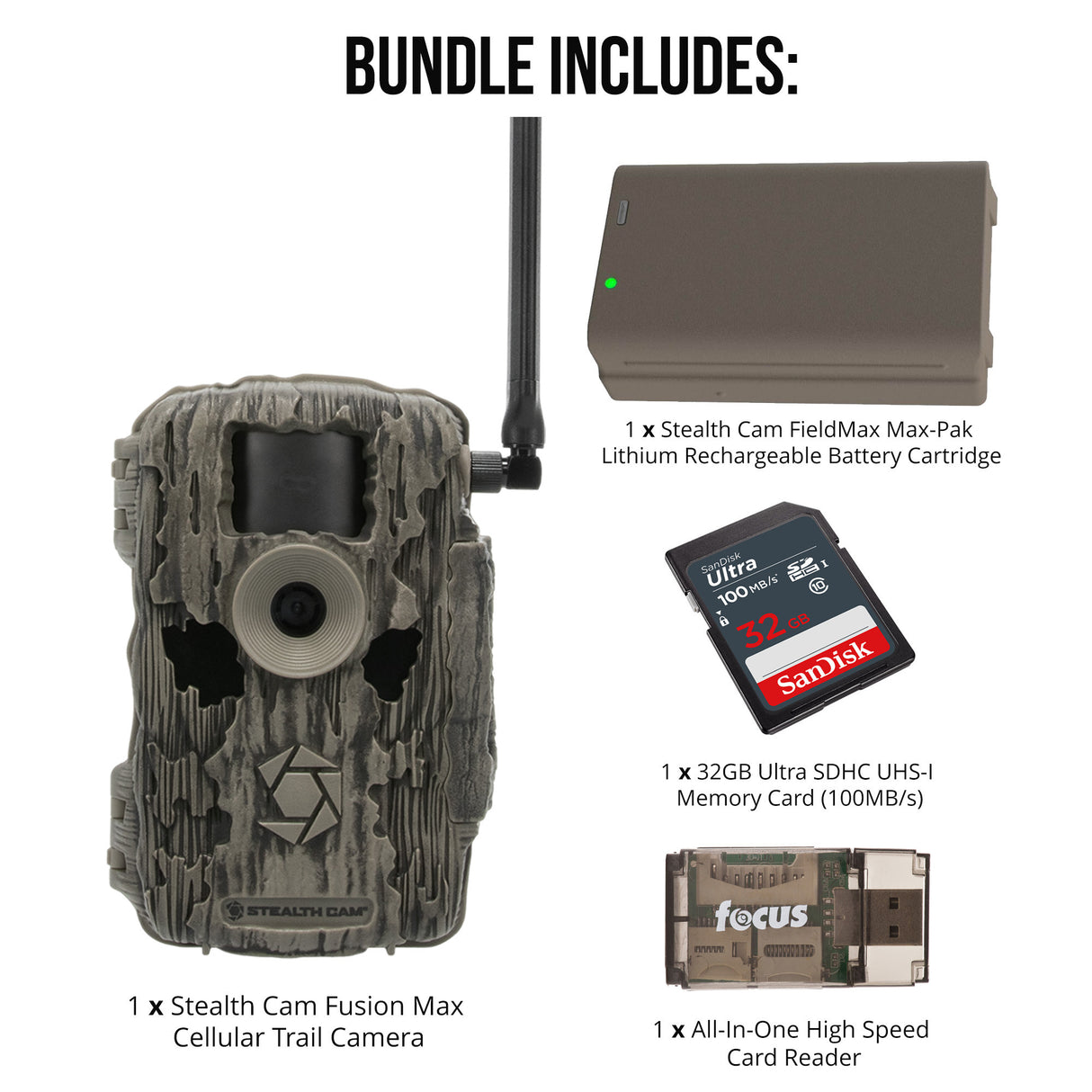 Stealth Cam 36MP Fusion Max Cellular Trail Camera with FieldMax Max-Pak Battery Bundle