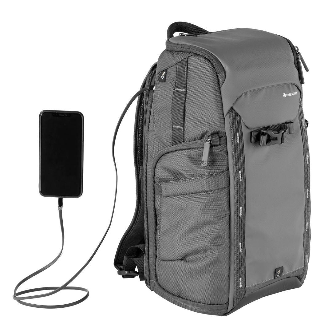 Vanguard VEO Adaptor R48 Rear Access Backpack with USB Port and Ergonomic Harness System (Gray)