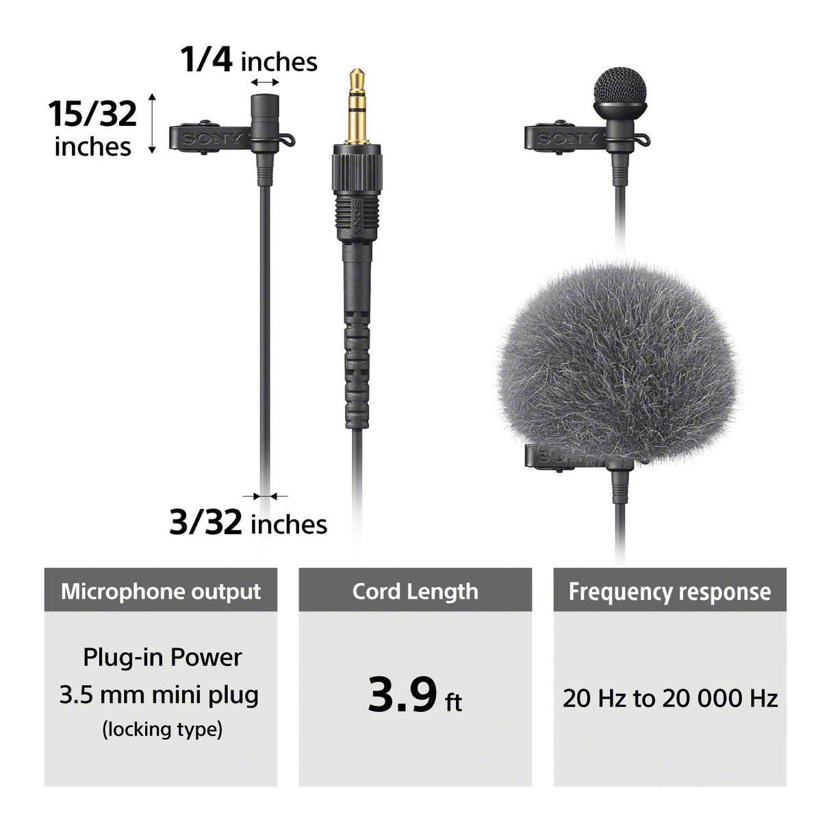 Sony Pro-Quality Lavalier Microphone ECM-L1 with plug-in power