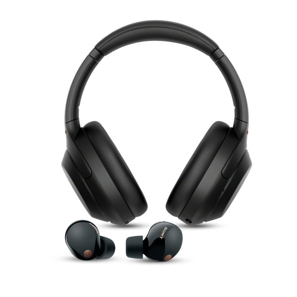 Sony WH-1000XM4 Wireless Noise Canceling Over-Ear Headphones (Black) with Earbuds Bundle