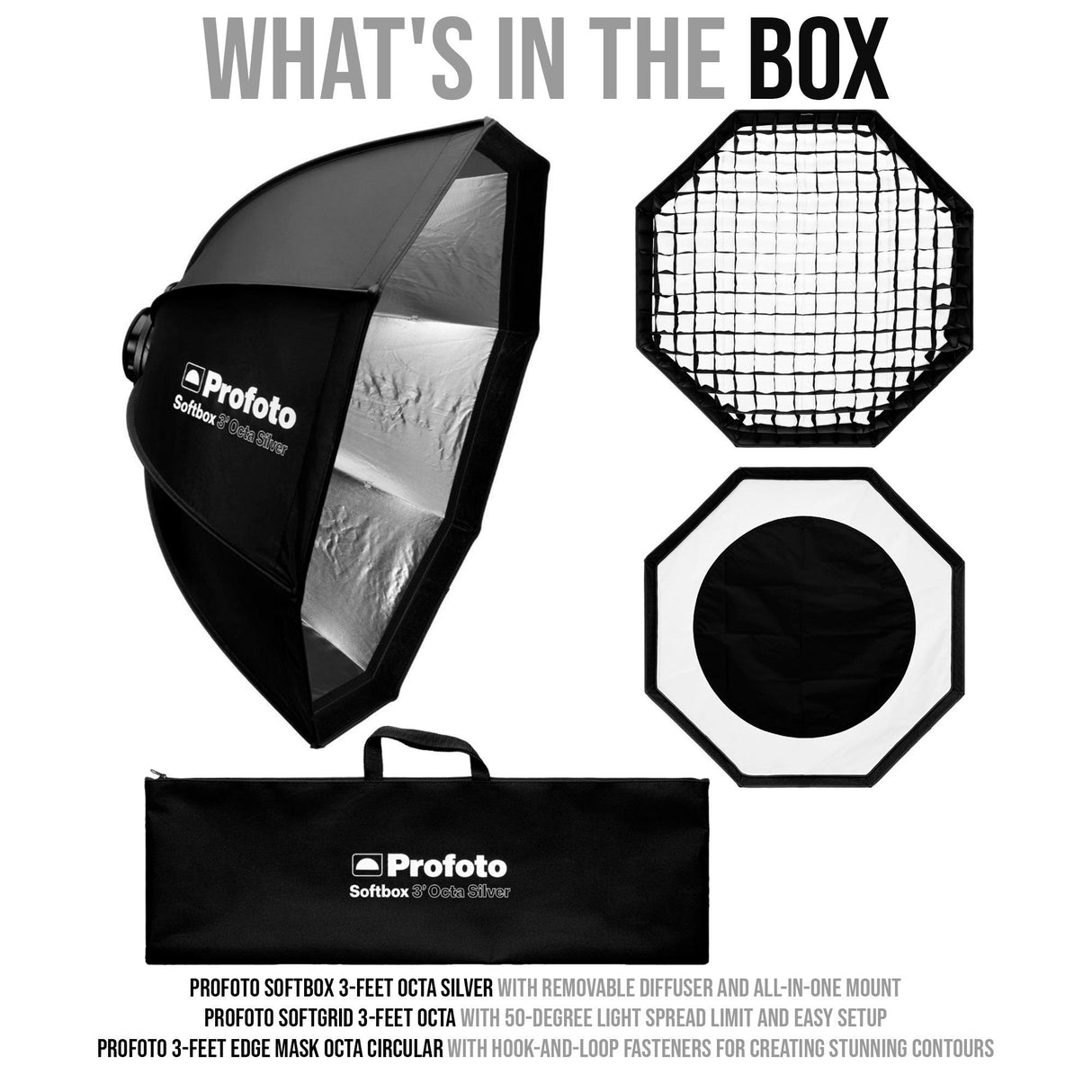 Profoto Softbox 3-Feet Octa Silver with Removable Diffuser and All-In-One Mount Bundle