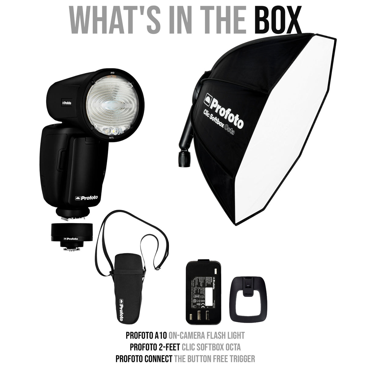 Profoto A10 On-Camera Flash Light with Profoto 2-Feet Clic Softbox Octa and Profoto Trigger Bundle