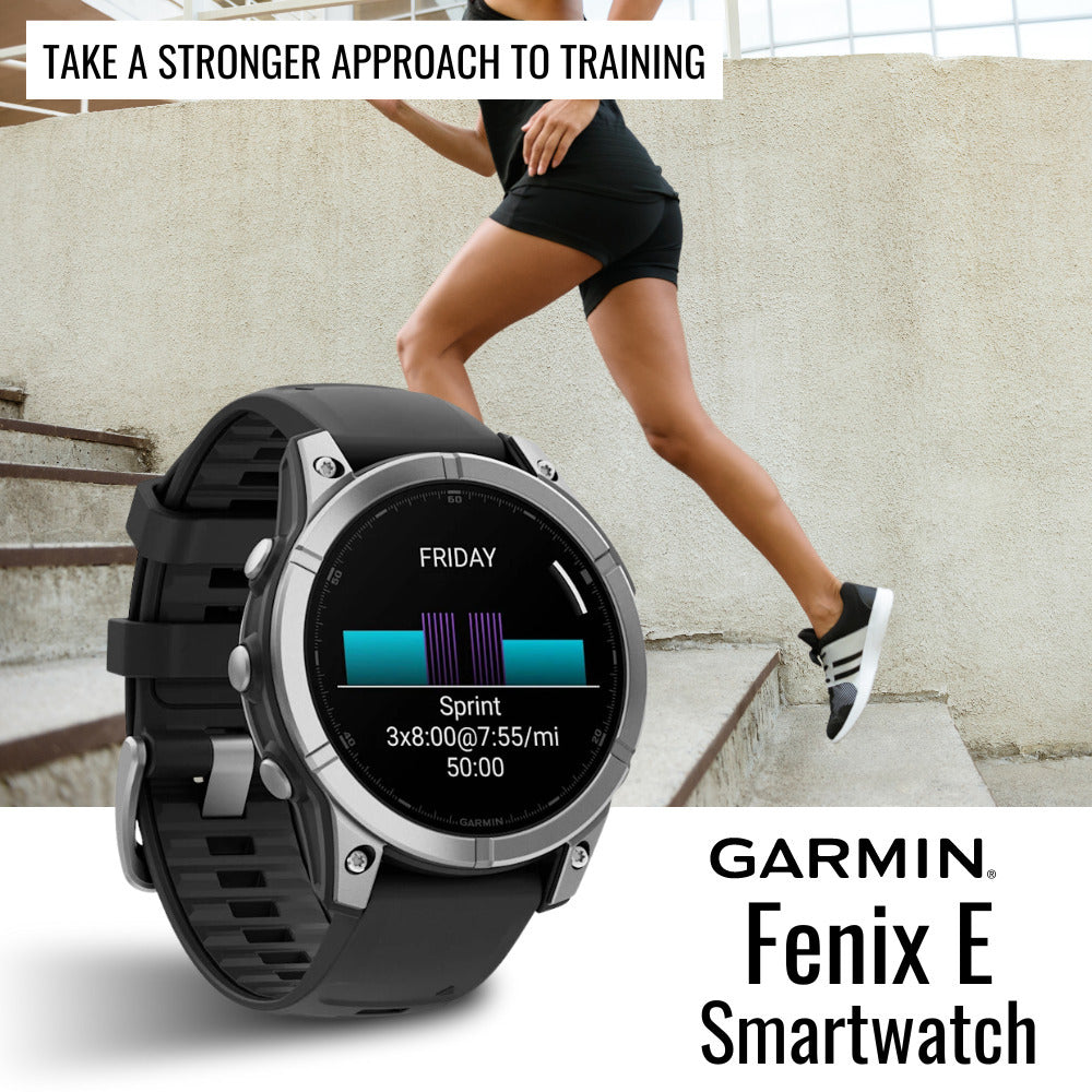 Garmin Fenix E 47mm GPS Smartwatch with 1.3-Inch AMOLED Display (Slate Gray Steel and Black) Bundle