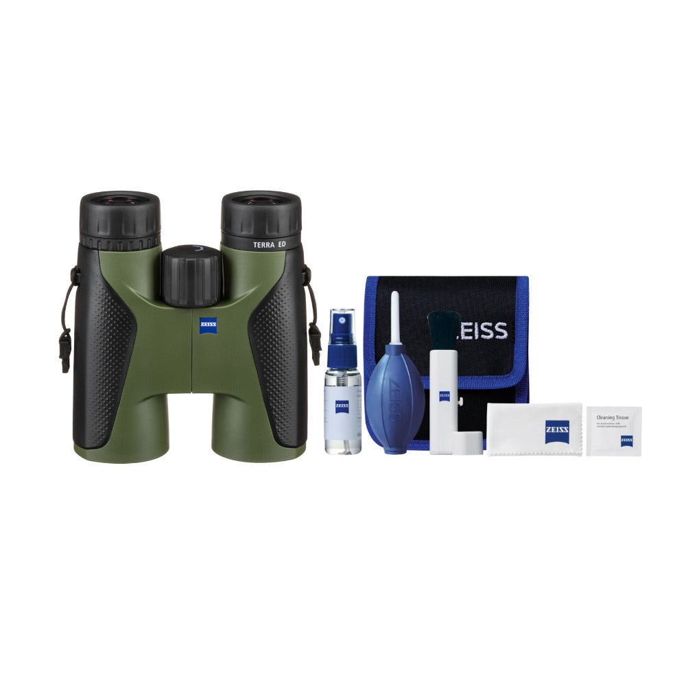 Zeiss 8x42 Terra HD Schott ED Glass Binoculars (Green) with Zeiss Lens Cleaning Kit Bundle