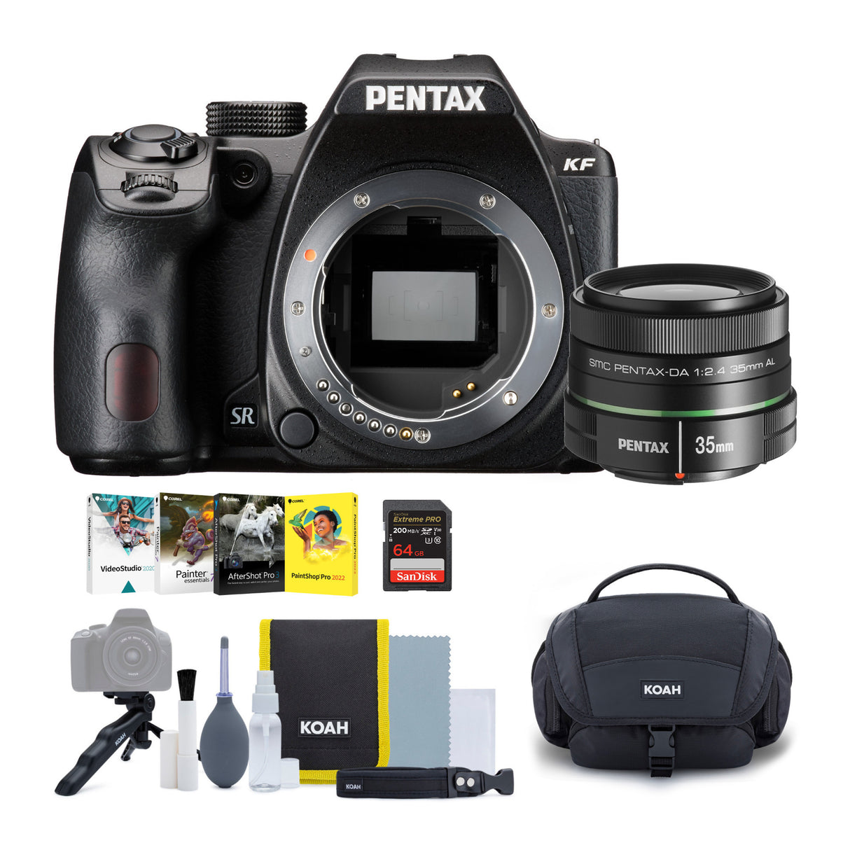 Pentax KF DSLR Camera Body (Black) with Pentax 35mm DA L f2.4 AL Lens and System Gadget Bag Bundle