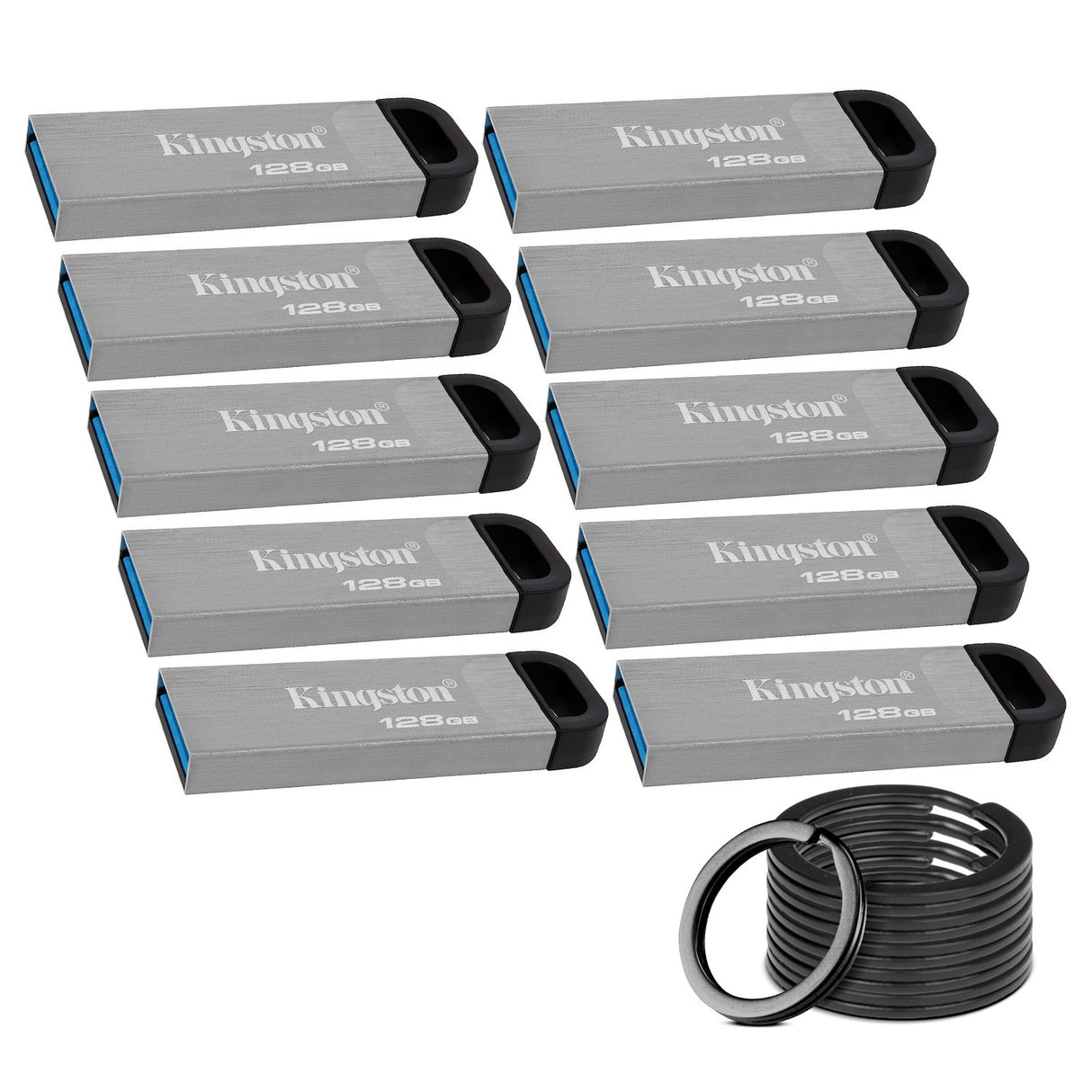 Kingston 128GB DataTraveler Kyson USB 3.2 Gen 1 Metal Flash Drive (10-Pack) Bundle