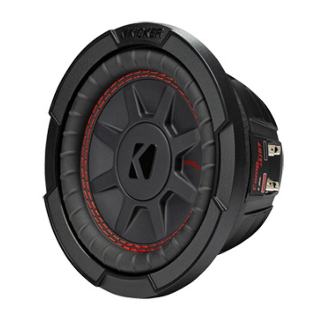 Kicker CompRT 6.75-Inch 2 Ohm Red Double Stitch Subwoofer with Heat Management (Black)