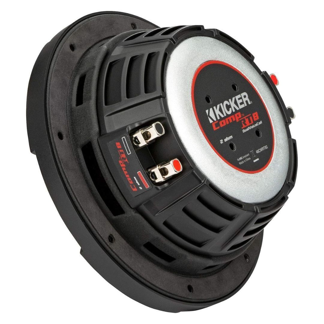 Kicker CompRT 8-Inch 2 Ohm DVC Red Double Stitch Subwoofer with Heat Management (Black)