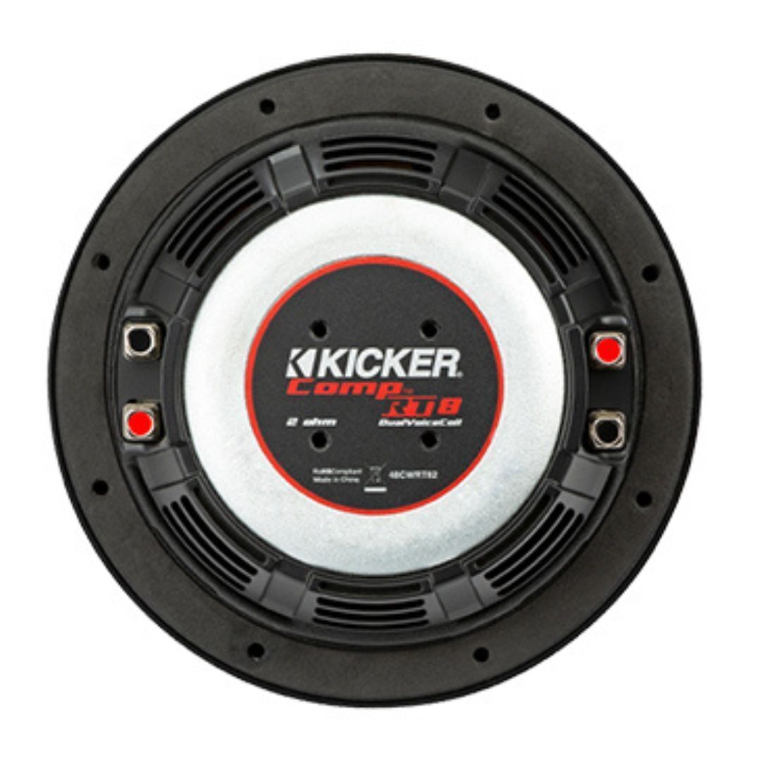 Kicker CompRT 8-Inch 2 Ohm DVC Red Double Stitch Subwoofer with Heat Management (Black)
