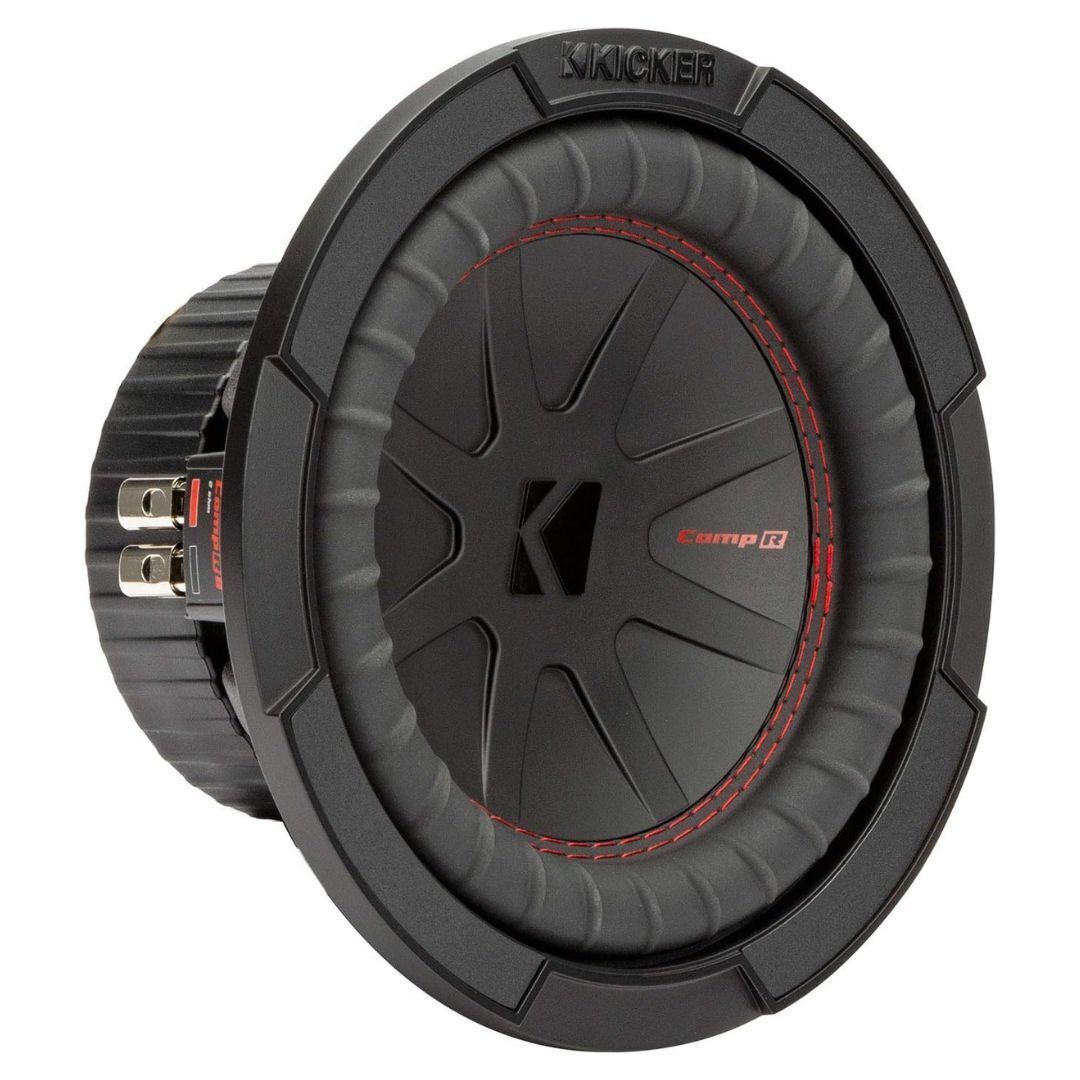 Kicker CompR 8-Inch 2-Ohm DVC Red Double Stitch Subwoofer with SoloKon Technology (Black)