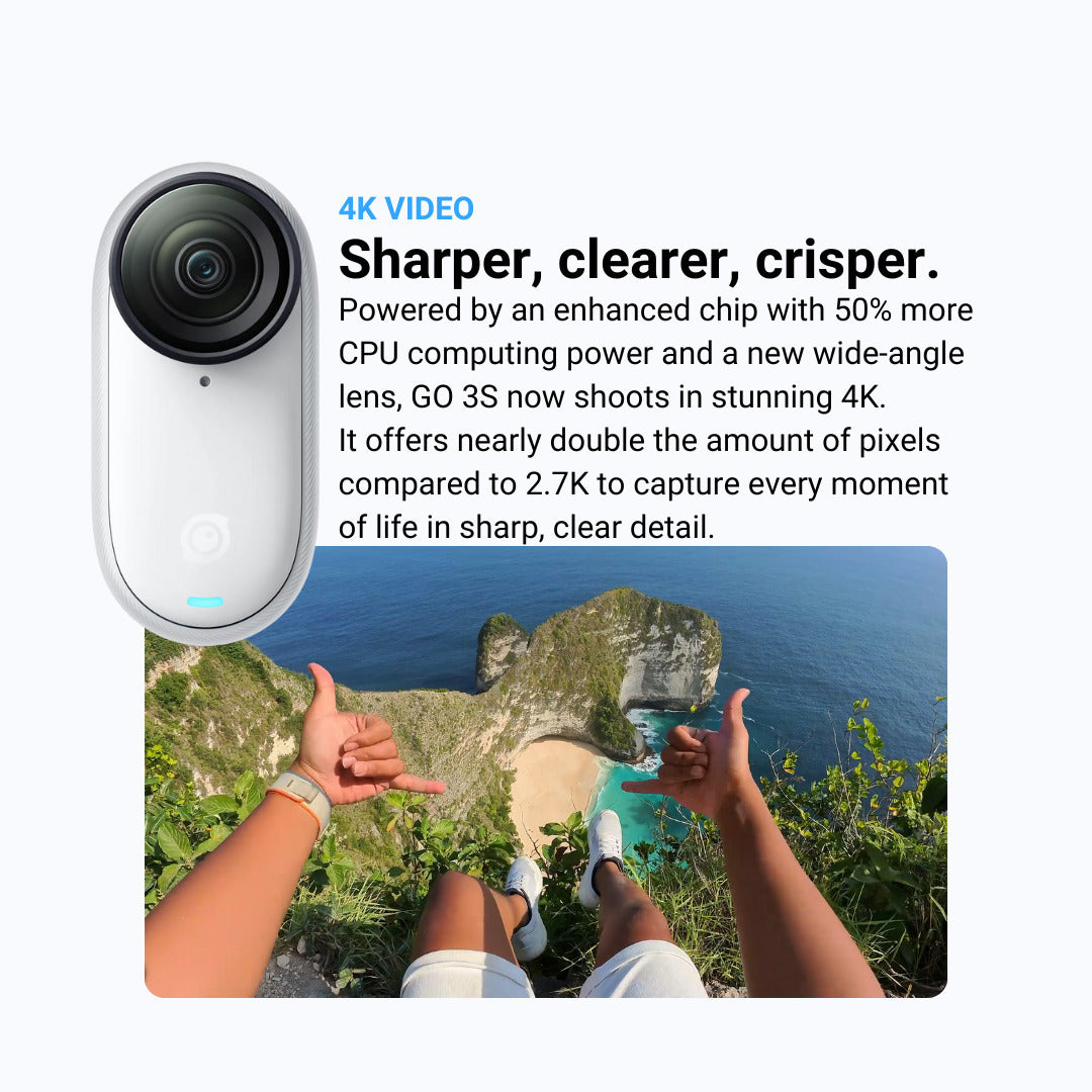 Insta360 GO 3S Action Camera (128GB, Arctic White) with Lens Guard and 128GB Memory Card Bundle