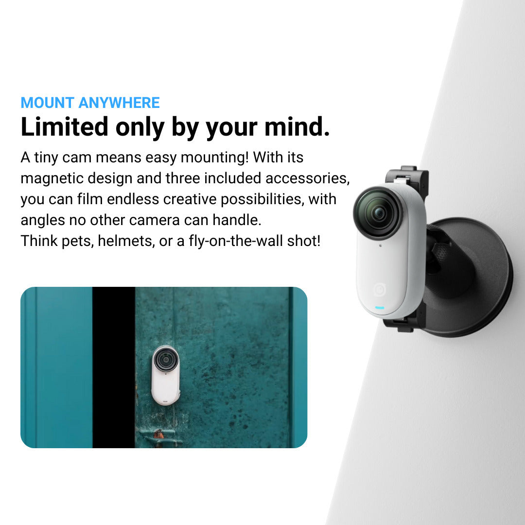 Insta360 GO 3S Action Camera (64GB, Arctic White) with 128GB MicroSD Card and Action Mount Bundle