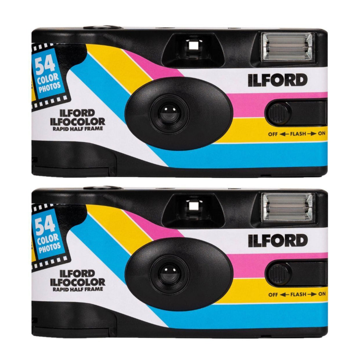 Ilford Ilfocolor Rapid Half Frame Single-Use Camera with 31mm Lens (Black, 2-Pack) Bundle