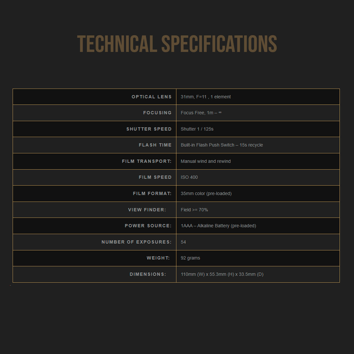 Ilford Ilfocolor Rapid Half Frame Single-Use Camera with 31mm Lens (Black, 2-Pack) Bundle