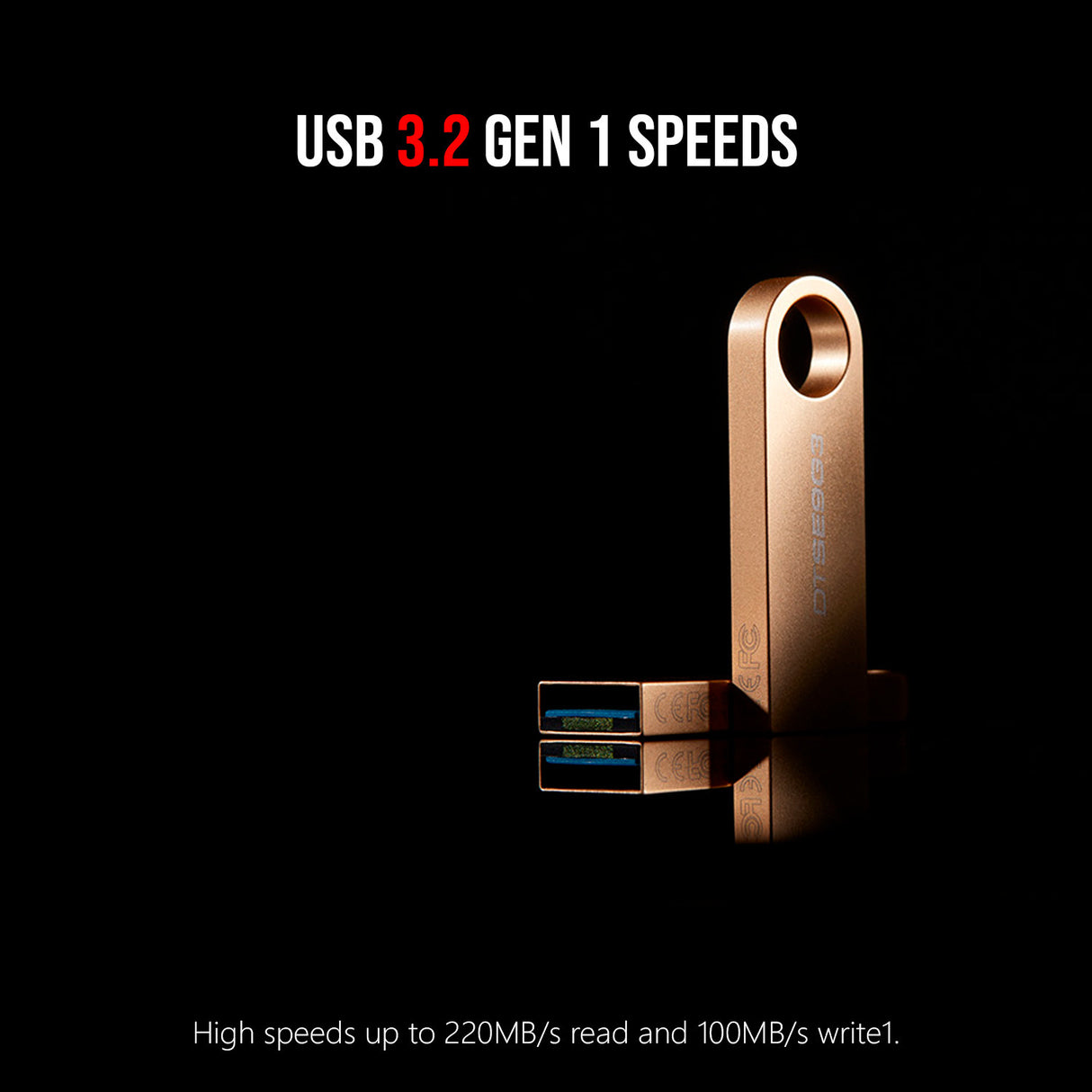 Kingston DataTraveler SE9 G3 USB 3.2 220MBPS Read Speed Flash Drive (10-Pack) and Keyring Set Bundle