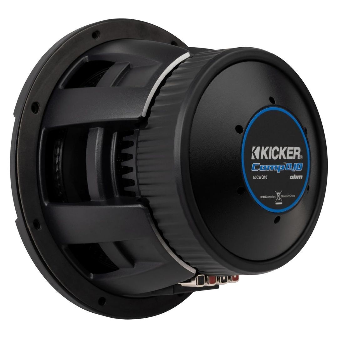 Kicker CompQ 10-Inch Subwoofer with DVC 2-Ohm, Forced-Air Cooling, and Increased Power Handling