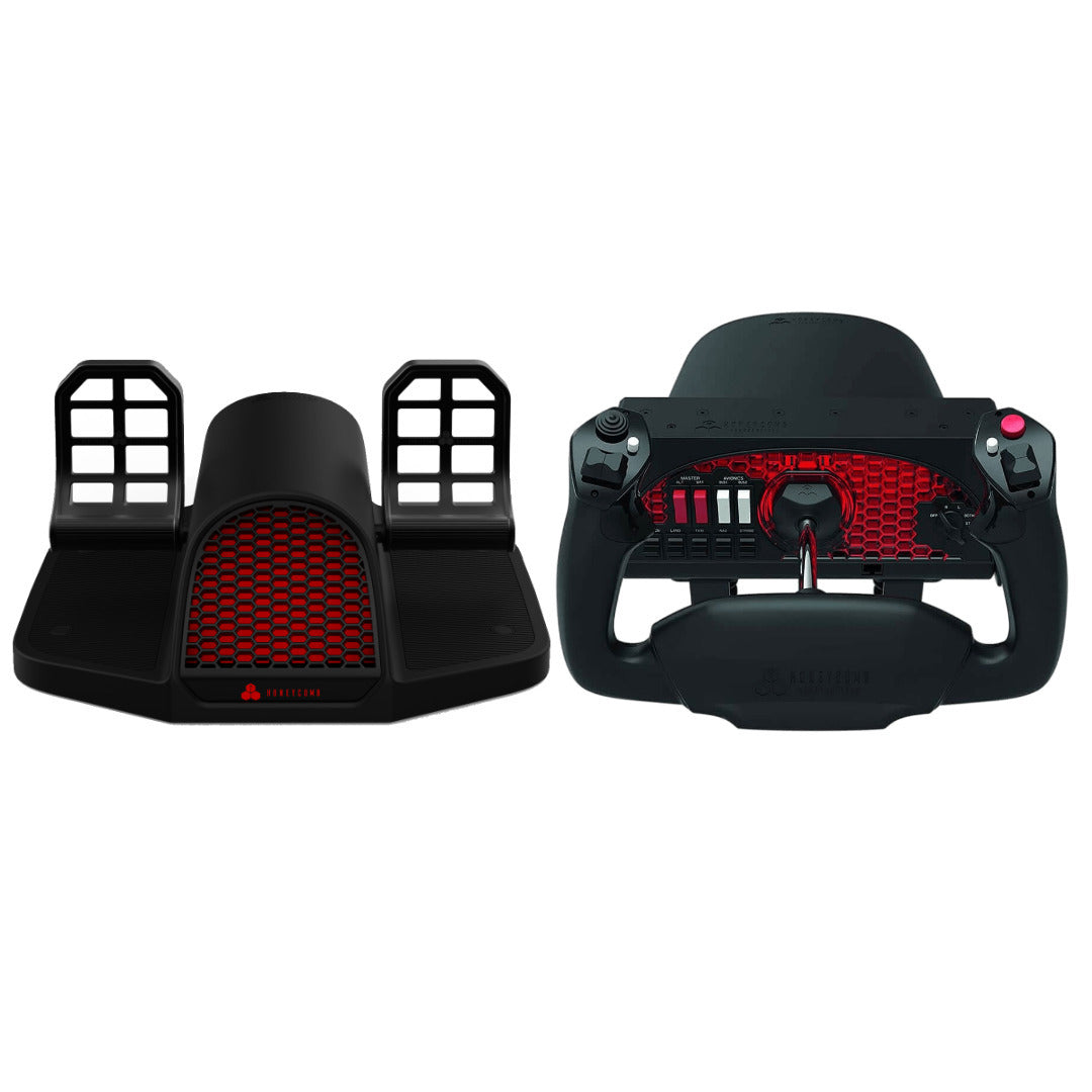 Honeycomb Aeronautical Charlie Rudder Pedals with Adjustable Tension Knob and Aluminum Body Bundle