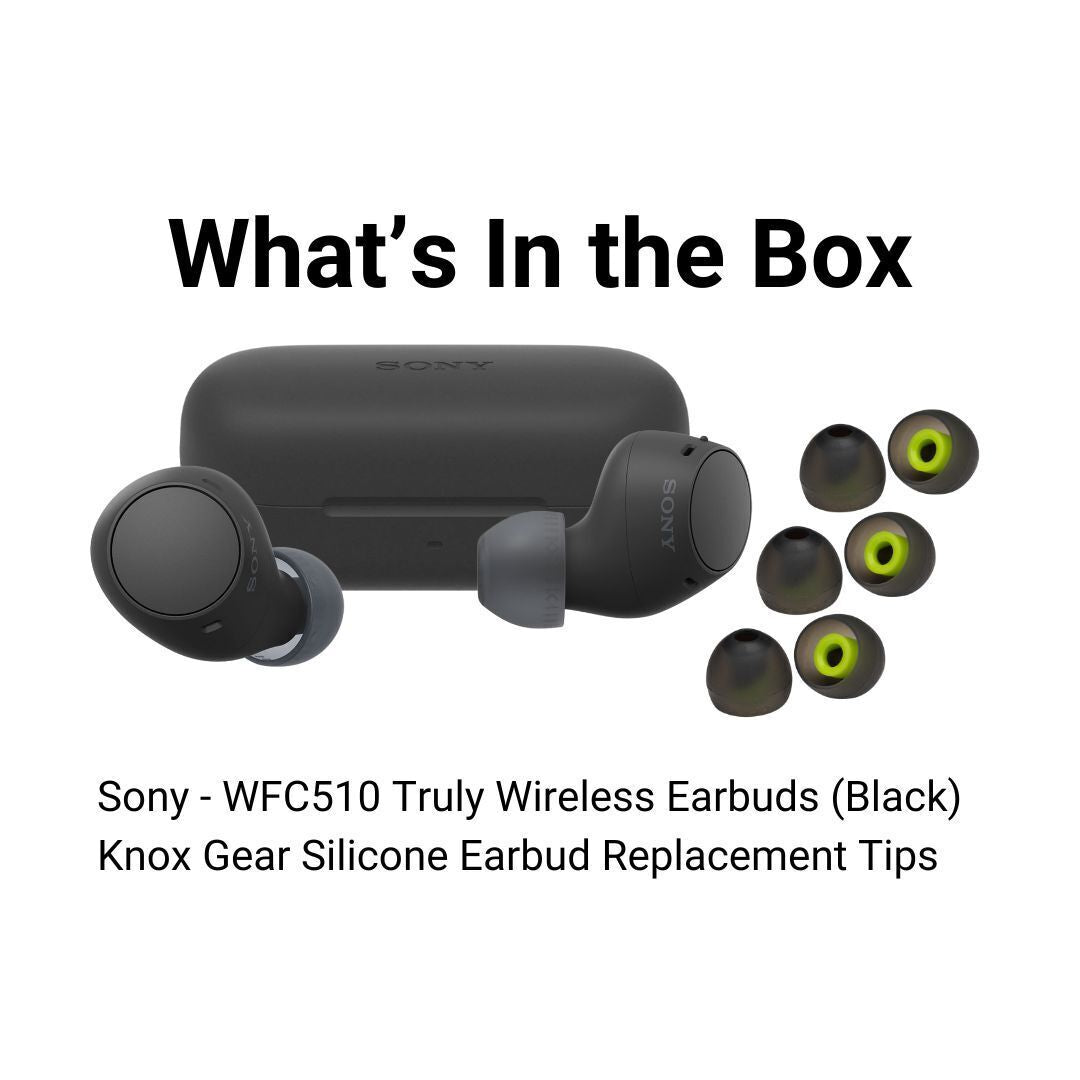 Sony WF-C510 Truly Wireless Earbuds (Black) with Silicone Earbud Replacement Tips (Black) Bundle