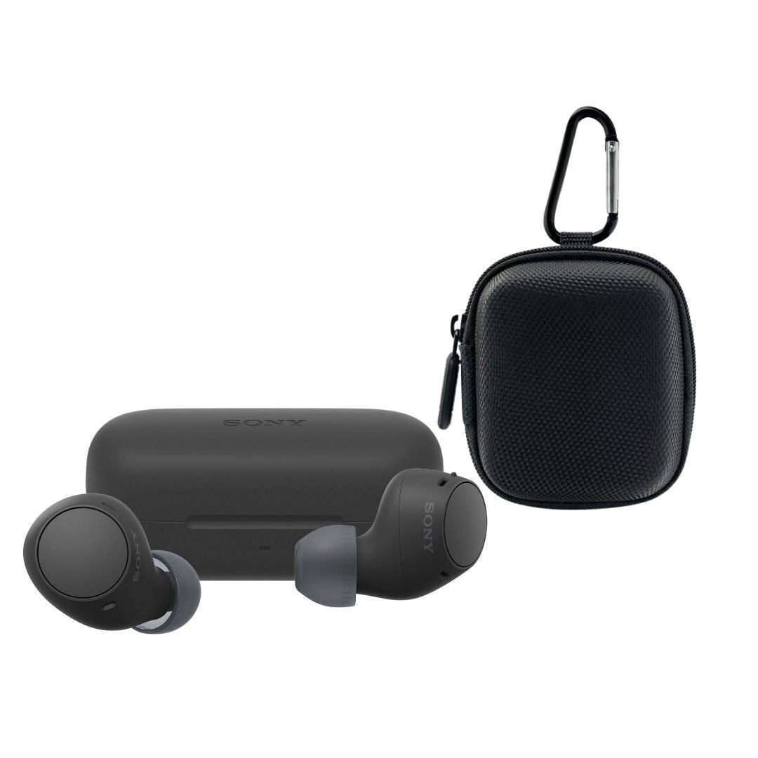 Sony WF-C510 Truly Wireless Earbuds (Black) with Earphone Travel and Storage Case Bundle
